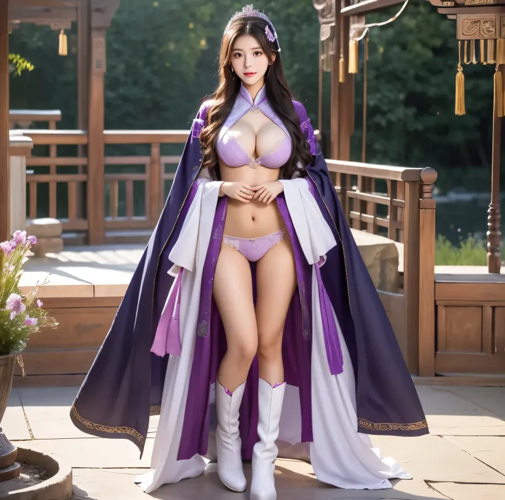 美麗的fantasy皇后, anime goddess, full body xianxia, ((美麗的fantasy皇后)), Sexy red bikini underwear，high-cut underwear，high cut underwear，Long-legged girl，put on boots，White boots，huge breasts，Put on your hat, Chinese Hanfu，fantasy服装, Sha Xi, ((美麗的fantasy皇后)), Put...