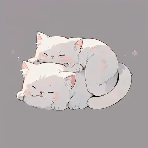 (highest quality、masterpiece、High resolution、be familiar with)、(pastel colour)、(Fewer color schemes:1.2)、Cat, Fluffy and cute、sleep on your back:1.7、Bright illustration taste 1.4、simple background:1.8