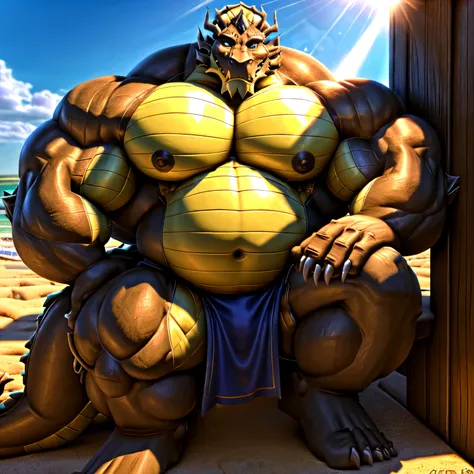 shendu, eastern dragon king, male dragon, eastern dragon,hefty body,  with very big muscles, hulking, huge, colossal body,  extremely strong, big abdominal muscles, hefty musclegut, pecs, Strong and robust musclegut , prominent muscle abs, sharp claws, leg...