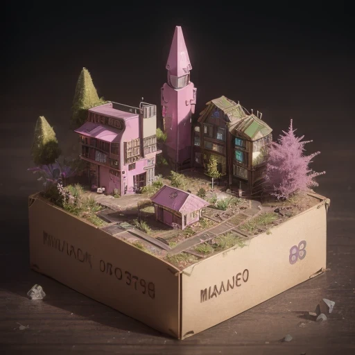 Mauve pink series 6598 Mars realistic model, (bifurcation, original photo, best quality, masterpiece:1.4),SteampunkCyberpunk6820 City,(CyberpunkMars light:1.3), Mars (related to land),(in a small nature box:1.3),Isometric, small nature, landscape on founda...