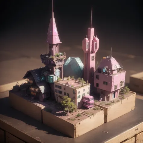 Mauve pink series 6598 Mars realistic model, (bifurcation, original photo, best quality, masterpiece:1.4),SteampunkCyberpunk6820 City,(CyberpunkMars light:1.3), Mars (related to land),(in a small nature box:1.3),Isometric, small nature, landscape on founda...