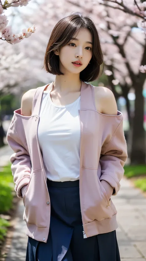 (((best quality, 8 thousand, masterpiece:1.4)), (20 year old woman), masterpiece, distinct, highres, high_quality, wide_shot, small_face, absurdly_short_hair, female, sagging_breasts, balancing, stretching, gentle_face, bare_shoulders, ((best quality)), ((...