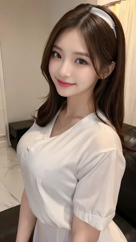 (top-quality、8k、​masterpiece:1.3))、focus:1.2、Perfect Body Beauty:1.4、s ass:1.2、((delicate hair))、(Stylish Nurse Uniform:1.1)、(a room、livingroom:1.3)、Highly detailed facial and skin texture、finely eye、double eyelid、Whitening Skin、Beautiful breasts、a smile、w...