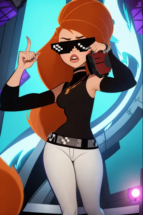 "A solo shot featuring kim possible showcasing her skill as a rapper.. rapping sick lyrics sick bars yo! incrsdealwithit
sunglasses"