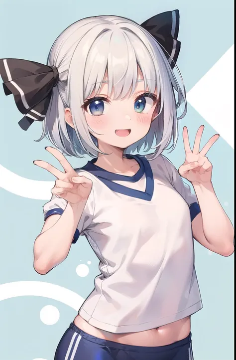 (((((whole body)))))、Youmu, This is a very cute gym uniform 、smile,、cowboy shot、stylish pose、