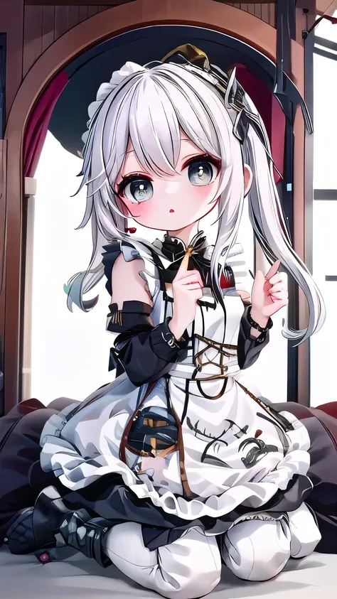 white hair，loli，nasida，maid outfit