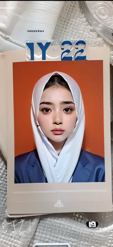 a close up of a magazine with a picture of a woman, photo of a woman, full protrait, close up potrait, protrait, potrait, passport photo, colored photo, photo of young woman, photo taken in 2 0 2 0, faridah malik, inspired by Nil Gleyen, photo portrait, se...