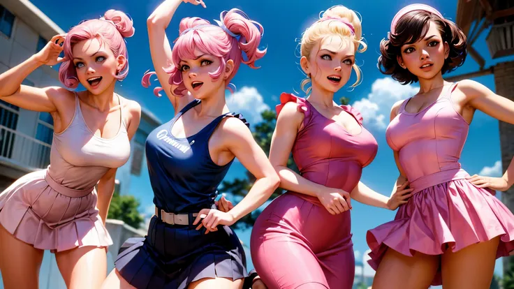 Pink Ladies from Rydell High in 1955 in full combat