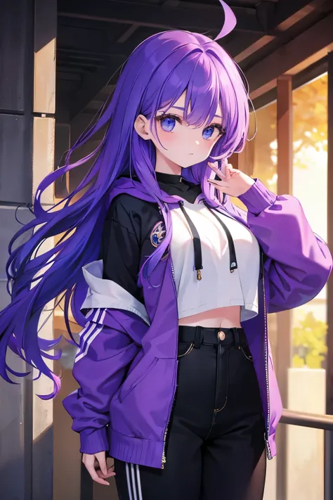 An exquisite masterpiece of digital art unveils an enchanting anime girl with captivating purple hair, cascading like a vibrant waterfall down her back. Her eyes, reminiscent of clear azure skies, sparkle with an otherworldly radiance, drawing viewers deep...