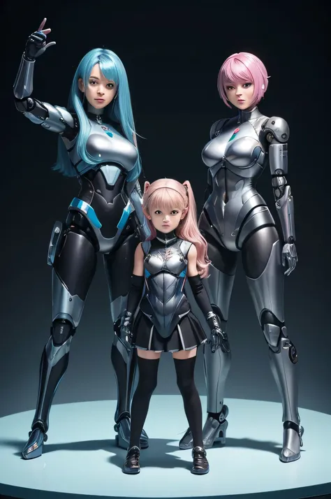 Many schoolgirls transformed into robots,
 whole body mechanics,　
 Only the faces of all of them remain human.,
 They all have different hair colors and hairstyles.,
 Everyone&#39;s entire body is mechanical and made of metal.,
 Everyone&#39;s whole body i...