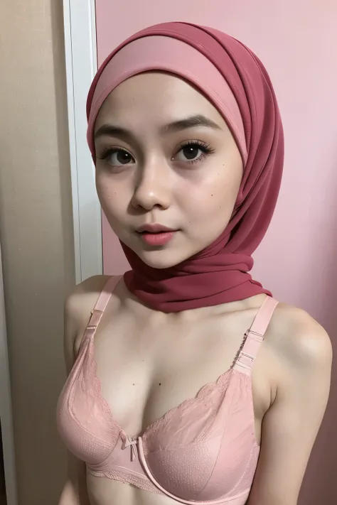 ((Open mouth)), Naked singlet (((HIJAB MALAY GIRL))), masutepiece, High quality, UHD 32K, Realistic face, Realistic skin feeling , A Japanese Lady, 8 years old, , Very cute and baby-like face, (((FLAT CHEST))), (MATRIX WORLD), ((look In front  at the camer...