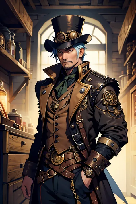 Steampunk master warrior  middle-aged