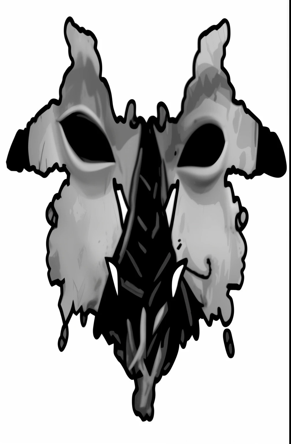 a black white and grey wrestling mask face design, ( ( dithered ) ), broken mask, mostly greyscale, unsharp mask, greyscale, monstrous mask, drawn in microsoft paint, beaked mask, artorias, dragon face, ( ( mask ) ), wearing a dragon mask, rorsach path tra...