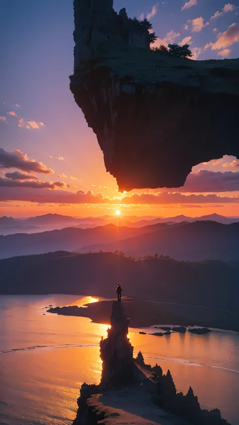 Highest image quality,fantasy,cliff,sunset