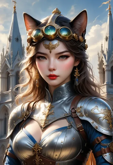 (Extremely detailed and realistic CG, masterpiece, best quality, Super detailed),(Anthropomorphic Cat:1.5)，A cat knight in armor，Holding the holy sword，wearing a helmet，slim，holy sword，middle Ages，Creative character design, Whimsical cartoon style, 32k Ult...