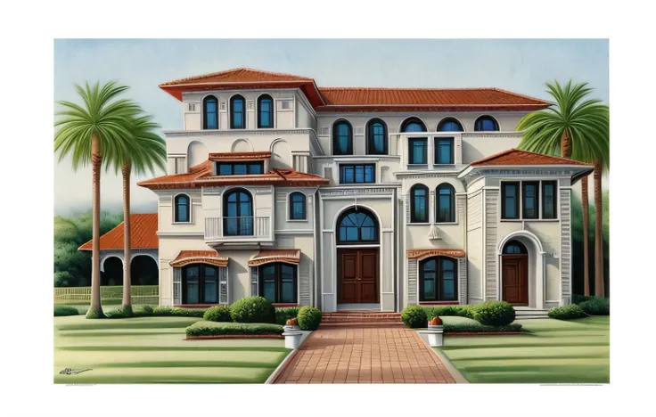 ((masterpiece,best quality,highres,sharp forcus)) (((detail forcus))) , (house in style of neoclassic) clarify the details of mo...