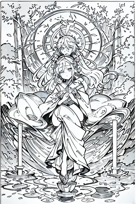 Amidst the vibrant bloom of cherry blossoms, the Goddess of Mercy, vol 5, unfolds on page 10, penned by Ryuko Mizuki. A serene figure, the goddess sits under the tranquil canopy of pink sakura petals, her soft, elegant features radiating compassion. Draped...