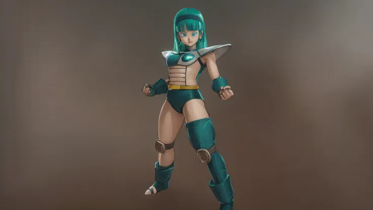 um close de um personagem de desenho animado com cabelo azul, bulma de dragon ball, garota saiyajin, personagem de videogame kat...