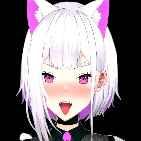 anime girl with white hair and purple eyes with a cat ear, anime catgirl, nekomimi, cute anime catgirl, anime girl with cat ears, white cat girl, anime cat, cat girl, catgirl, shikamimi, live2d virtual youtuber model, attractive cat girl, beautiful anime c...