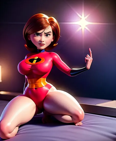 helen parr démontrant sa puissance vibrante avec son apparence élégante et ultra réaliste. sa combinaison moulante met parfaitem...