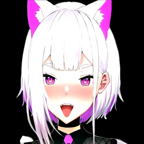 anime girl with white hair and purple eyes with a cat ear, anime catgirl, nekomimi, cute anime catgirl, anime girl with cat ears, white cat girl, anime cat, cat girl, catgirl, shikamimi, live2d virtual youtuber model, attractive cat girl, beautiful anime c...