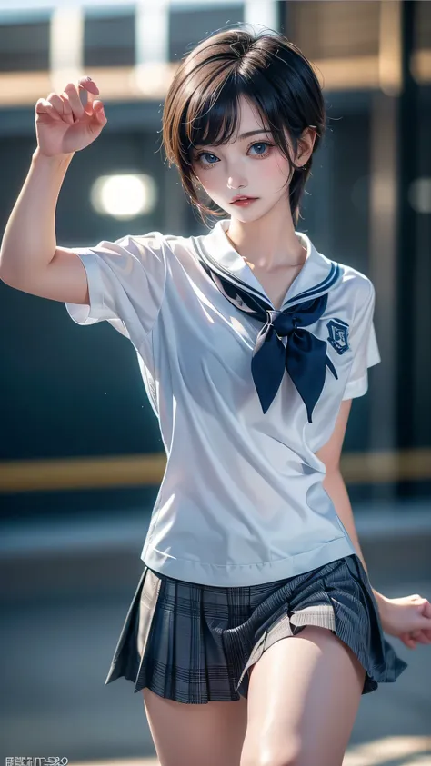 high school girl,(random dance pose),(highest image quality, (8k), ultra-realistic, best quality, high quality, high definition,...