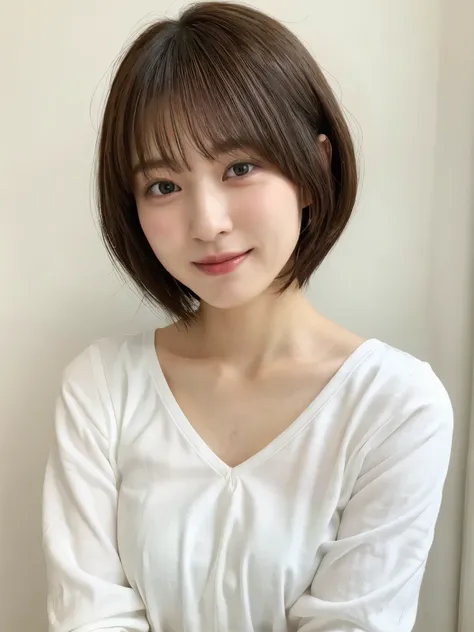(highest quality、8K、32k、masterpiece、nffsw:1.2)、Photo of beautiful Japan woman in her 30s、very short hair、short hair、shortcut、Upper body、necklace、shot from above、don't look at the camera、(realistic、Photoreal:1.37)、1 girl、Photographed in natural light、Ph...