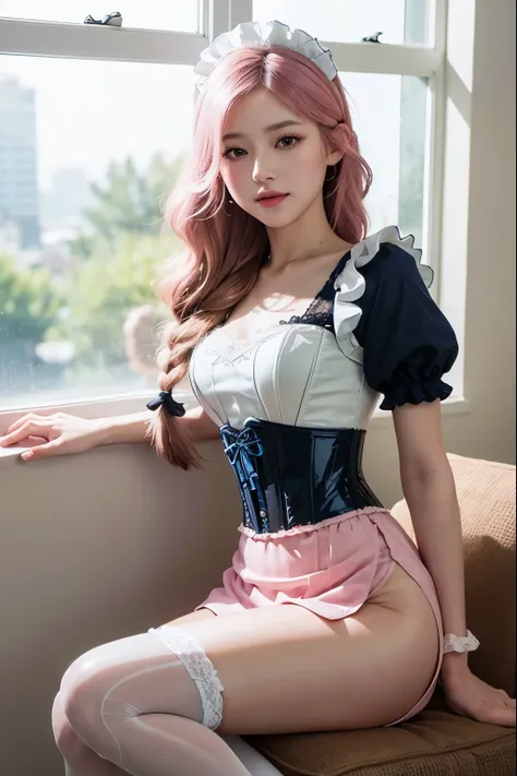 (8K, top-quality, masterpiece:1.2), (realistic, photorealistic:1.37), (super detailed), (one girl), (highly detailed), (beautifully detailed eyes), (of the highest quality), (super detailed), (masterpiece), (detailed face), (20yr old), (pink hair, long hai...