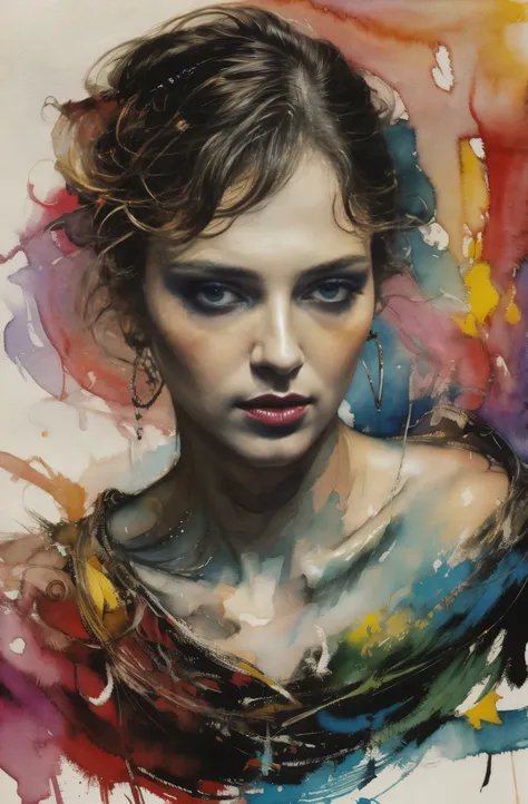 painting of woman, pretty much beautiful face, Unparalleled Beauty Tumbler, figurative art, intense watercolor, watercolor detailed art, watercolor splash, surreal, avant-garde pop art, Beautiful and expressive paintings, Beautiful artwork illustration, ve...