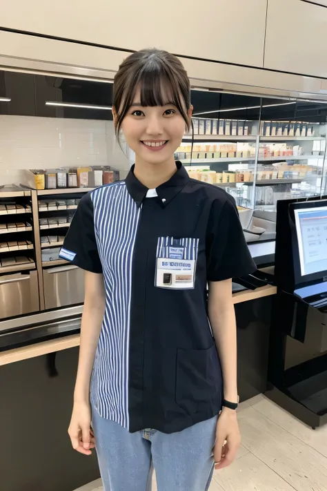 (masterpiece:1.4), (best quality:1.4) ,8K,cinematic lighting,((best quality)), (masterpiece) , (realistic shadow) , (depth of field),(intricate details:1.4), 1girl,Japanese,(Black short hair with asymmetrical bangs:1.3),Happy smiling face,(Slender body:1.4...