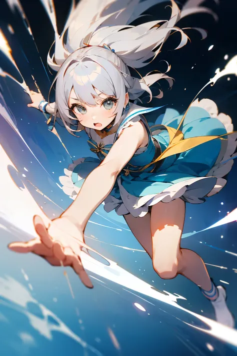 Magical girl，Magical girlのようなポーズ，whole body，gray hair，cute