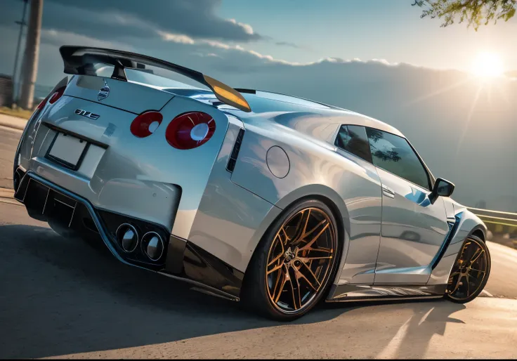 concept: nissan gtr

quality:(highest quality, 4k, High resolution, masterpiece:1.2), Super detailed, (real, photorealistic:1.37), High quality artwork, 

illumination: (masterpiece)+, (Best Quality)+, (Intricate Detail)+, design me the most beautiful car ...