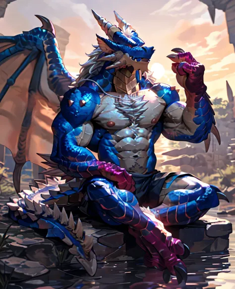 dragon,alone,paw,teeth,crawler,chest muscles, peak, teethAdult,alone,dragon tail,sit down,meditate,4K,best quality,HD,whole body,paw,naked,looking at the audience,chest muscles, pink nipples, Six-pack abs,biceps,pride,soft shadow,majestic,Detailed face,HD ...