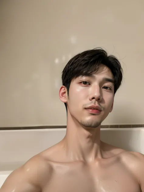 Theres a man sitting in a bathtub, kim doyoung, jinyoung shin, 27 years old, hombre surcoreano, 28 years old, 29 years, 23 years, hyung tae, 22 years, 32 years old, Won Bin Lee, taken in the early 2020s, kim taejin