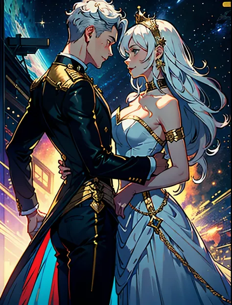  ((figure)), colorful, wallpaper, energy,secret,magical environment, Snazzy, perfection, elegant kindness, trendy Art Station, romance, passion, nice, Lovers,  Lovers, touch, very detailed, look at each other,god々New,godのように美New,White-haired and silver-hai...