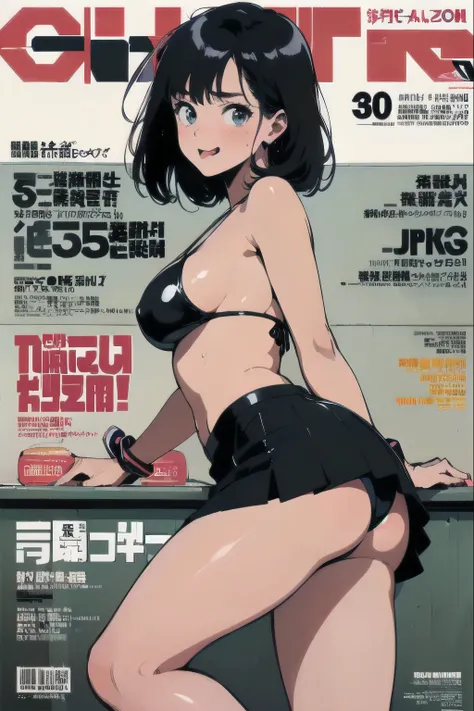 beautiful girl in anime style, ,clean small surfaces,  cyberpunk, armor bikini、 (Magazine cover:1.8)、((from the outside:1.8))、(Stretch your back)、(dynamic pose:1.1), Cute 1 girl, top quality、ウルトラ - A high resolution、A high resolution、highly detailed comput...