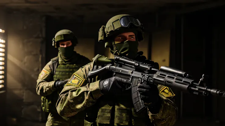 some arafed soldiers with gun in a dark room, rb 6 s, rb6s, cs:go screenshot, rb6s), fps shooter game, counter strike, fps game,...