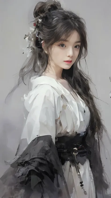 a painting of a woman with long hair wearing a white dress, beautiful character painting, guweiz, artwork in the style of guweiz, by Yang J, by Fan Qi, by Zhang Han, by Zeng Jing, by Zhou Wenjing, guweiz masterpiece, by Li Song, beautiful anime portrait, b...