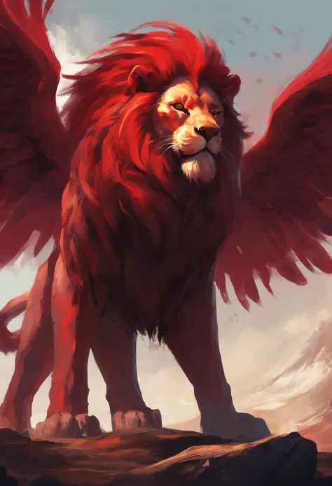 lion giant red humanoid lion.wing