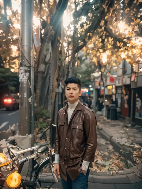 Crocodile, male, solo, markings, clothed, wearing leather jacket, jeans, paws, topwear, bottomwear, tokyo, street, akihabara, neon lights
BREAK,
by tojo the thief, by narse, by honovy, (intricate, high detail, film photography, soft focus, RAW candid cinem...