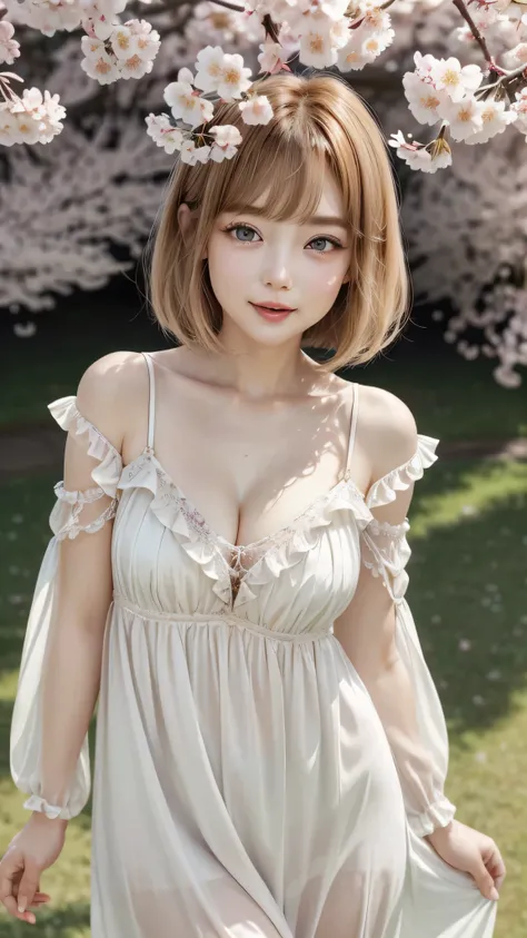 Beautiful white and shining skin、Chestnut hair that changes depending on the light、Long bangs between the eyes that obstruct the view、Cheek gloss highlights、Sexy and very beautiful nice gorgeous face、the most beautiful face in the world、small face beauty、g...