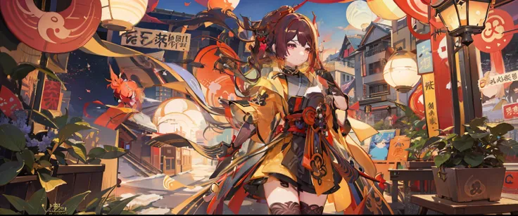 Anime characters in shop window with oriental decorations, 《Azure Lane》Role, a scene from《Azure Lane》Electronic games, Onmyoji, fleet collection style, Krenz Kushat and Lin Wenjun, Popular topics on cgstation, official artwork, Popular topics on artstation...