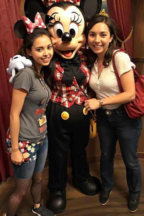 woman and two girls pose with minnie mouse at a , in disney, mickey mouse, at california adventure, disney artist, usa-sep 20, disney!!, minnie mouse, disney land, disney world, disneyland, magic kingdom, sidney lugo, walt disney world, disney!!!!, by Tom ...