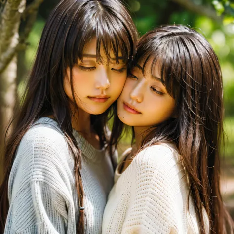 identical twin sisters、close your eyes、Im about to kiss, 16 years old, bangs