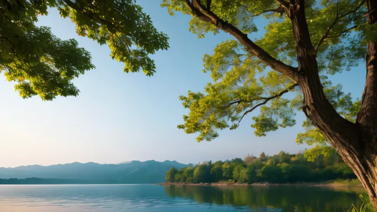 On the tranquil lakeside、A tree swaying in the wind々The sound of the song brings a sense of calm to the mind.