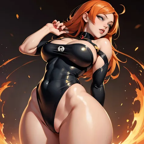 Kushina Uzumaki, rostro detallado, cara de orgasmo, figura definida, piernas gruesas, cintura delgada, senos enormes, much more voluptuous, more muscular, Much more lascivious, suck cock