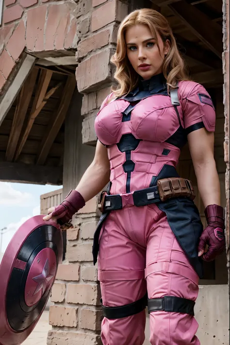 steve rogers {female version}, bimbostyle {pink costume, pink shield}