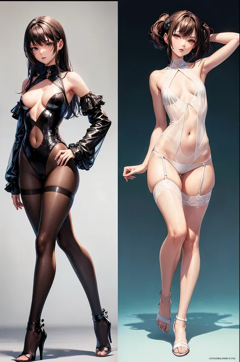 a sexy woman, (best quality), (masterpiece), (1girl), slim, anime, tall, (front view ), (flat chested), (see through clothes), (pubic hair), (full body view)
