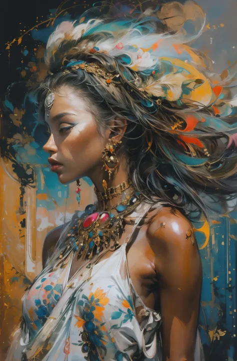 Beautiful Black Woman Painting, pretty much beautiful face, hip hop, soulful, Ultra-detailed paintings inspired by WLOP, Trends on ArtStation, fantasy art, complicated fuss, art of wallop, wallop art, WLOP |, wallop style, beautiful character drawings, Wlo...