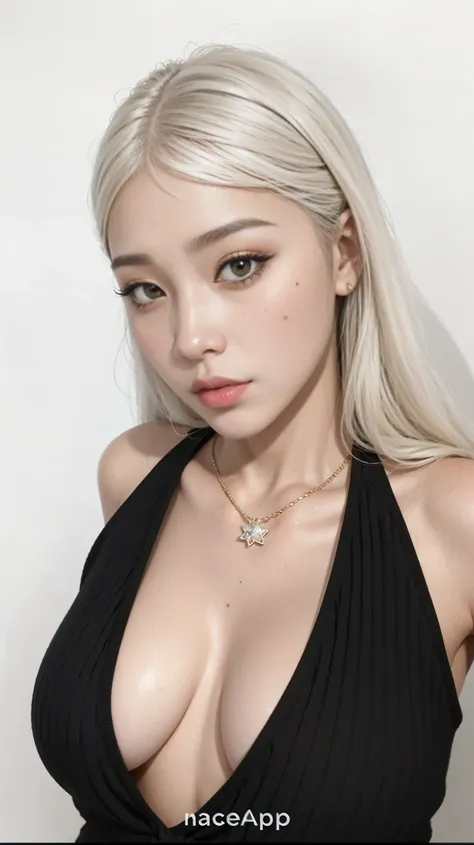 un primer plano de una mujer con un vestido negro posando para una foto, ulzzang, heonhwa choe, hermosa joven coreana, chica per...